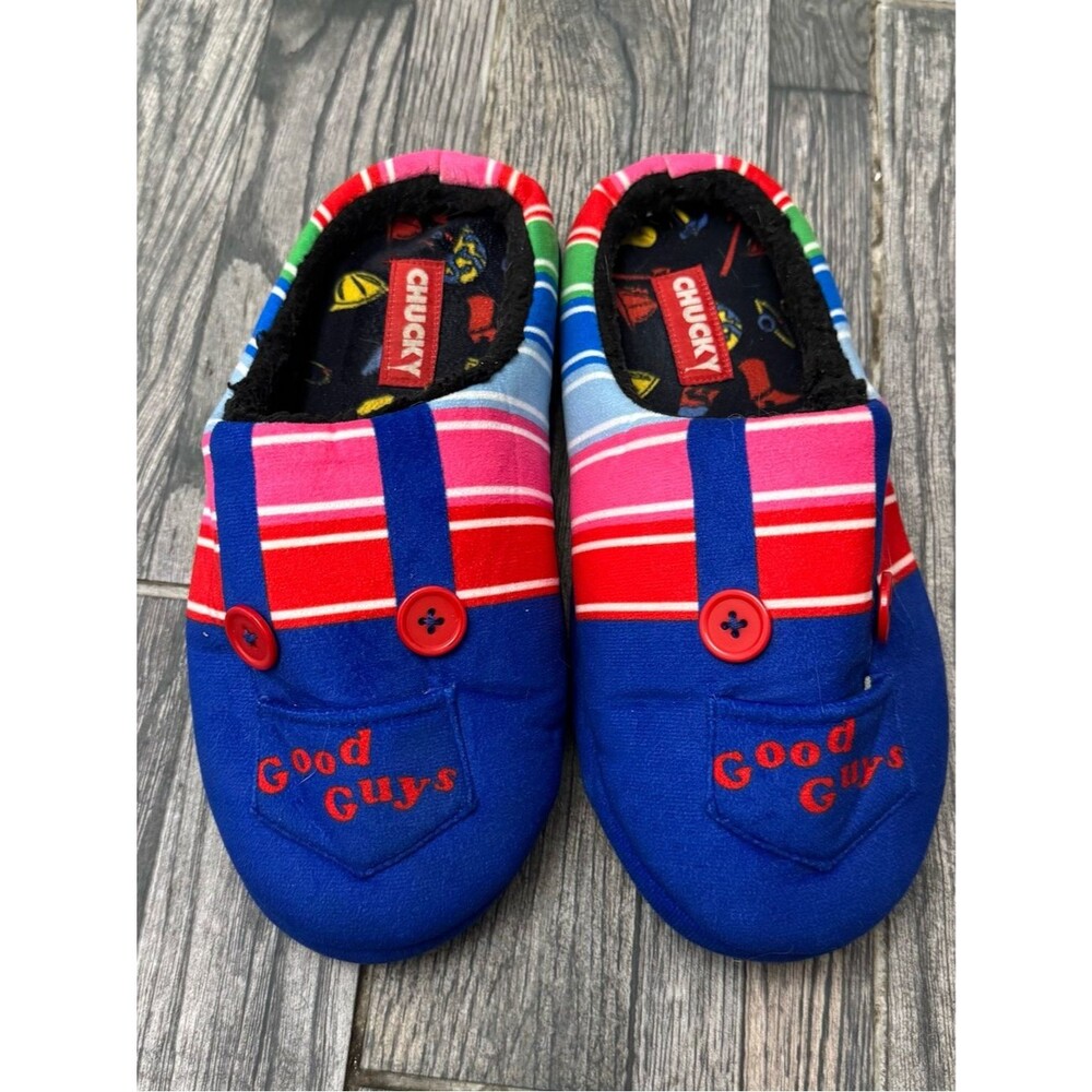 Chucky Adults ' 'Good Guys' Blue & Red Slip-On Slippers M9/10